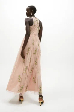 Coast Fleur Embroidered Halter Maxi Dress -Coast Shop acc00716 blush xl 2