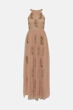 Coast Fleur Embroidered Halter Maxi Dress -Coast Shop acc00716 blush xl 3