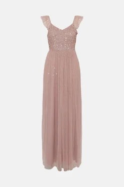 Coast Sequin Bodice Frill Sleeve Maxi Dress 7 Coast Sequin Bodice Frill Sleeve Maxi Dress -Coast Shop acc00793 blush xl 3