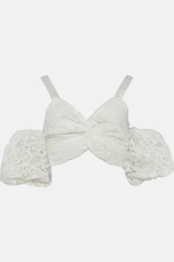 Coast Crochet Lace Puff Sleeve Tie Shoulder Top -Coast Shop acc01174 ivory xl 3