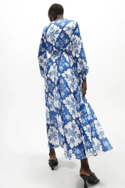 Coast Long Sleeve Shirred Waist Maxi Dress -Coast Shop acc01202 blue xl 2