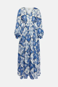 Coast Long Sleeve Shirred Waist Maxi Dress -Coast Shop acc01202 blue xl 3