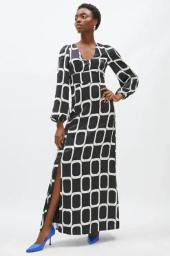 Coast Printed Satin V Neck Maxi Dress