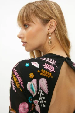 Coast Statement Embroidered Maxi Dress -Coast Shop acc01218 black xl 1