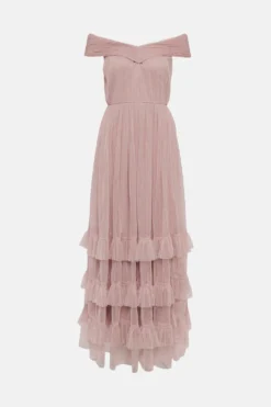 Coast Bardot Tiered Tulle Maxi Dress -Coast Shop acc01300 blush xl 3