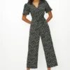 Coast Printed Puff Sleeve Tie Waist Jumpsuit