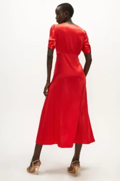 Coast Button Up Satin Maxi Dress -Coast Shop acc01591 red xl 2