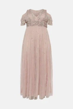 Coast Plus Size Cold Shoulder Embellished Maxi Dress -Coast Shop acc01615 blush xl 3