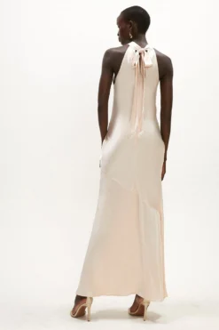 Coast Satin Halter Neck Maxi Dress -Coast Shop acc01620 champagne xl 2