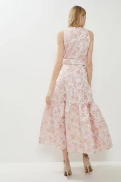 Coast Premium Jacquard Tiered Belted Midaxi Dress -Coast Shop acc02372 baby20pink xl 2