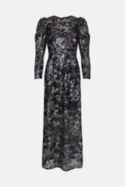 Coast Long Sleeve Sequin Maxi Dress 7 Coast Long Sleeve Sequin Maxi Dress -Coast Shop acc02464 multi xl 3