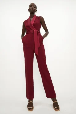 Coast Straight Leg Tie Waist Tux Wrap Jumpsuit