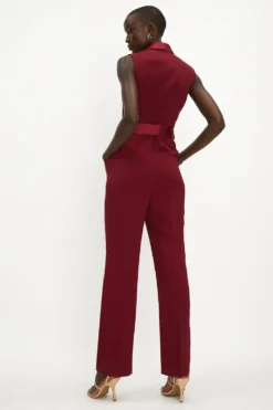 Coast Straight Leg Tie Waist Tux Wrap Jumpsuit -Coast Shop acc02558 berry xl 2