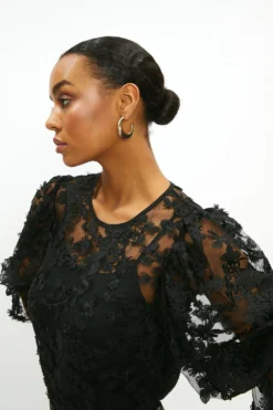 Coast Organza Puff Sleeve Top -Coast Shop acc03002 black xl 1