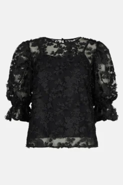 Coast Organza Puff Sleeve Top -Coast Shop acc03002 black xl 3