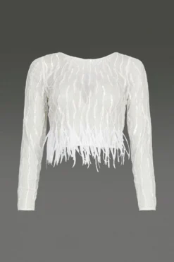 Coast Long Sleeve Feather Hem Top -Coast Shop acc03009 ivory xl 3