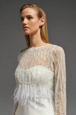 Coast Long Sleeve Feather Hem Top -Coast Shop acc03009 ivory xl 5 scaled