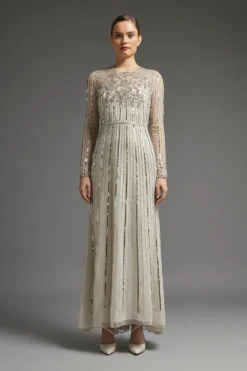 Coast Premium Long Sleeve Sequin Maxi Dress