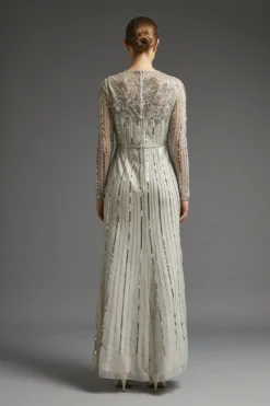 Coast Premium Long Sleeve Sequin Maxi Dress -Coast Shop acc03383 ivory xl 2 scaled