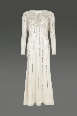 Coast Premium Long Sleeve Sequin Maxi Dress -Coast Shop acc03383 ivory xl 3