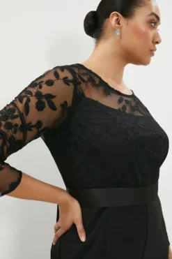 Coast Plus Size Embroidered Top Wide Leg Jumpsuit -Coast Shop acc03402 black xl 1