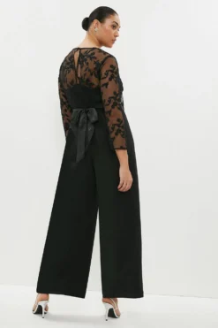 Coast Plus Size Embroidered Top Wide Leg Jumpsuit -Coast Shop acc03402 black xl 2