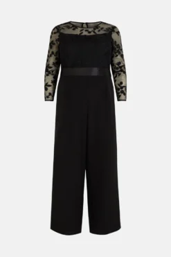 Coast Plus Size Embroidered Top Wide Leg Jumpsuit -Coast Shop acc03402 black xl 3