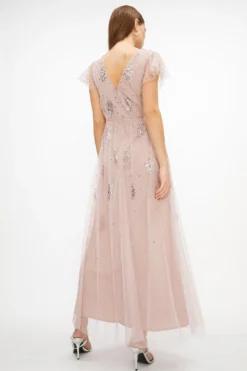 Coast Embellished Body Frill Sleeve Dress -Coast Shop acc03507 blush xl 2