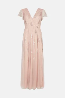 Coast Embellished Body Frill Sleeve Dress -Coast Shop acc03507 blush xl 3