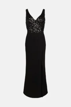 Coast Sequin V Neck Fishtail Dress -Coast Shop acc03508 black xl 3