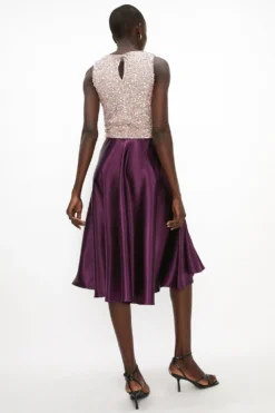 Coast Structured Satin Midi Skirt -Coast Shop acc03512 aubergine xl 2
