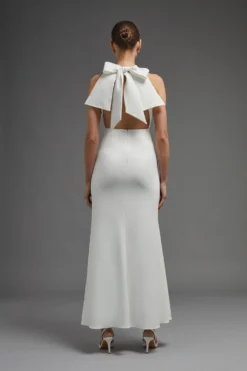 Coast Premium Halterneck Fishtail Maxi Bow Dress -Coast Shop acc03516 ivory xl 2 scaled