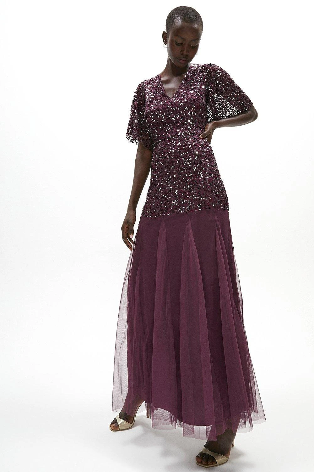 Coast Sequin Angel Sleeve Maxi Dress 1 Coast Sequin Angel Sleeve Maxi Dress