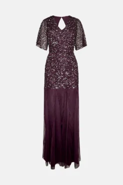 Coast Sequin Angel Sleeve Maxi Dress 7 Coast Sequin Angel Sleeve Maxi Dress -Coast Shop acc95328 berry xl 3