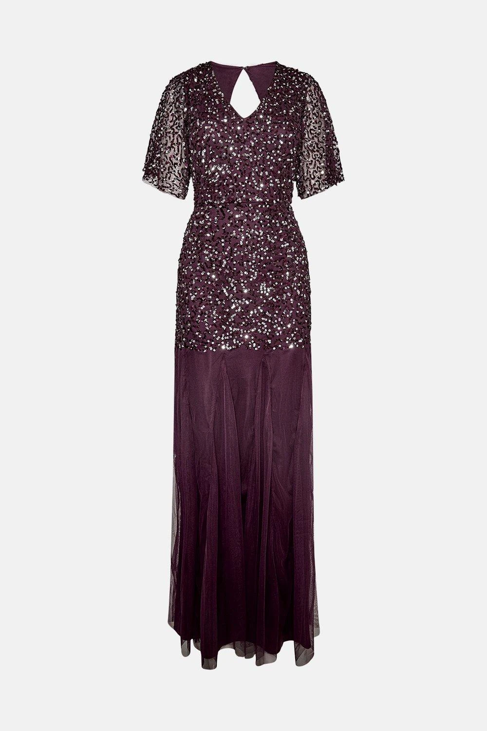 Coast Sequin Angel Sleeve Maxi Dress 4 Coast Sequin Angel Sleeve Maxi Dress - Image 4