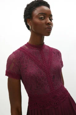 Coast Lace Bodice Pleat Skirt Maxi Dress -Coast Shop acc98809 aubergine xl 1