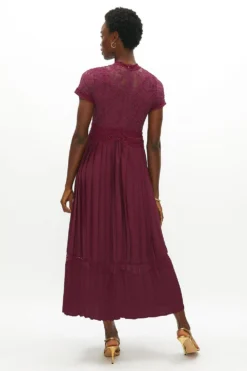 Coast Lace Bodice Pleat Skirt Maxi Dress -Coast Shop acc98809 aubergine xl 2 1