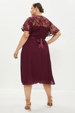 Coast Plus Size Flare Sleeve Embroidered Dress -Coast Shop bcc00009 aubergine xl 2