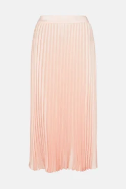 Coast Satin Pleated Midi Skirt -Coast Shop bcc00051 blush xl 3