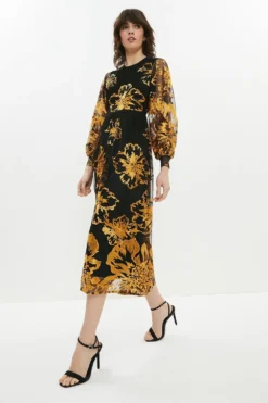 Coast Open Back Full Skirt Lace Dress