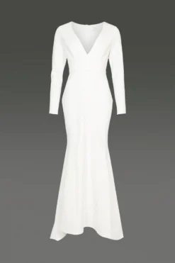 Coast Deep V Maxi Dress With Train -Coast Shop bcc00140 ivory xl 3 1