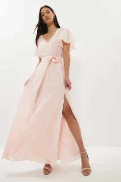 Coast Plus Size Angel Sleeve Split Front Tie Waist Maxi Dress