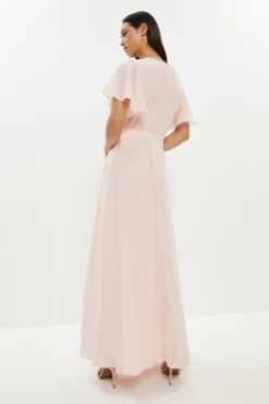 Coast Plus Size Angel Sleeve Split Front Tie Waist Maxi Dress -Coast Shop bcc00145 blush xl 2