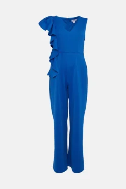 Coast Mega Frill Scuba Wide Leg Jumpsuit -Coast Shop bcc00192 cobalt xl 3