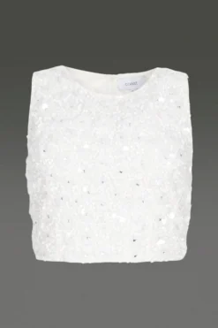 Coast 3d Cluster Embellished Shell Top -Coast Shop bcc00262 ivory xl 3