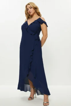 Coast Plus Size Cold Shoulder Wrap Front Dress