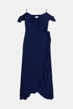 Coast Plus Size Cold Shoulder Wrap Front Dress -Coast Shop bcc00271 navy xl 3