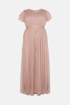Coast Plus Size Tulle V-neck Tie Belt Maxi Dress -Coast Shop bcc00288 blush xl 3