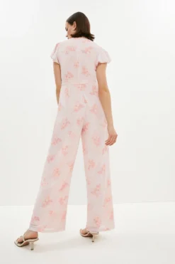Coast Printed Wrap Flute Sleeve Wide Leg Jumpsuit -Coast Shop bcc00336 multi xl 2