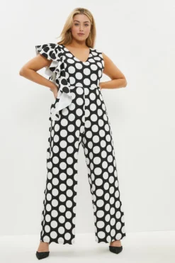 Coast Plus Size Mega Frill Scuba Wide Leg Jumpsuit